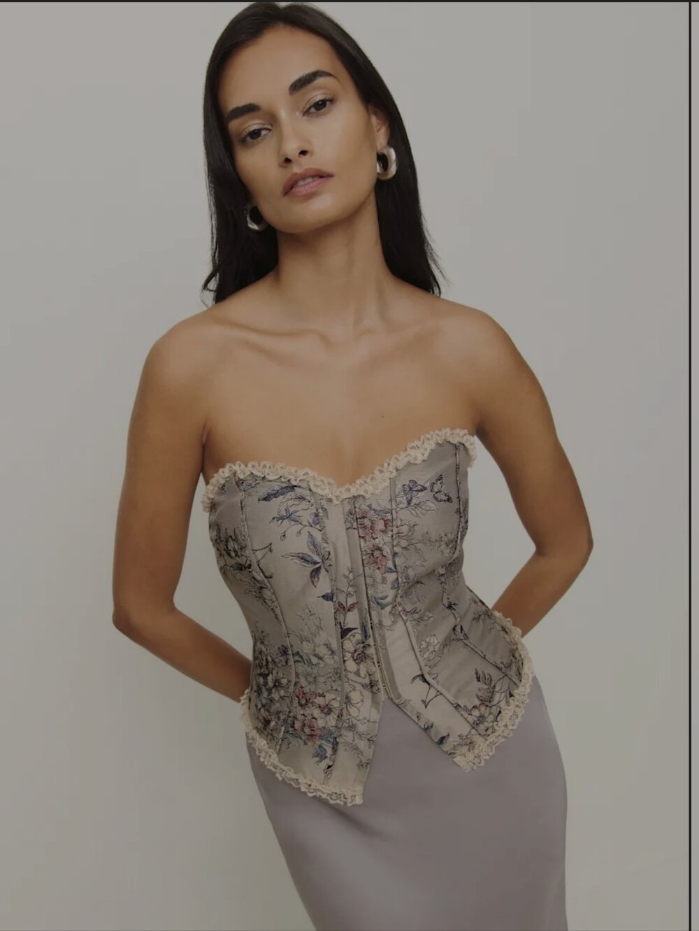 Reformation Idalia Corset Victorian Print Zipper Closure Sz 2